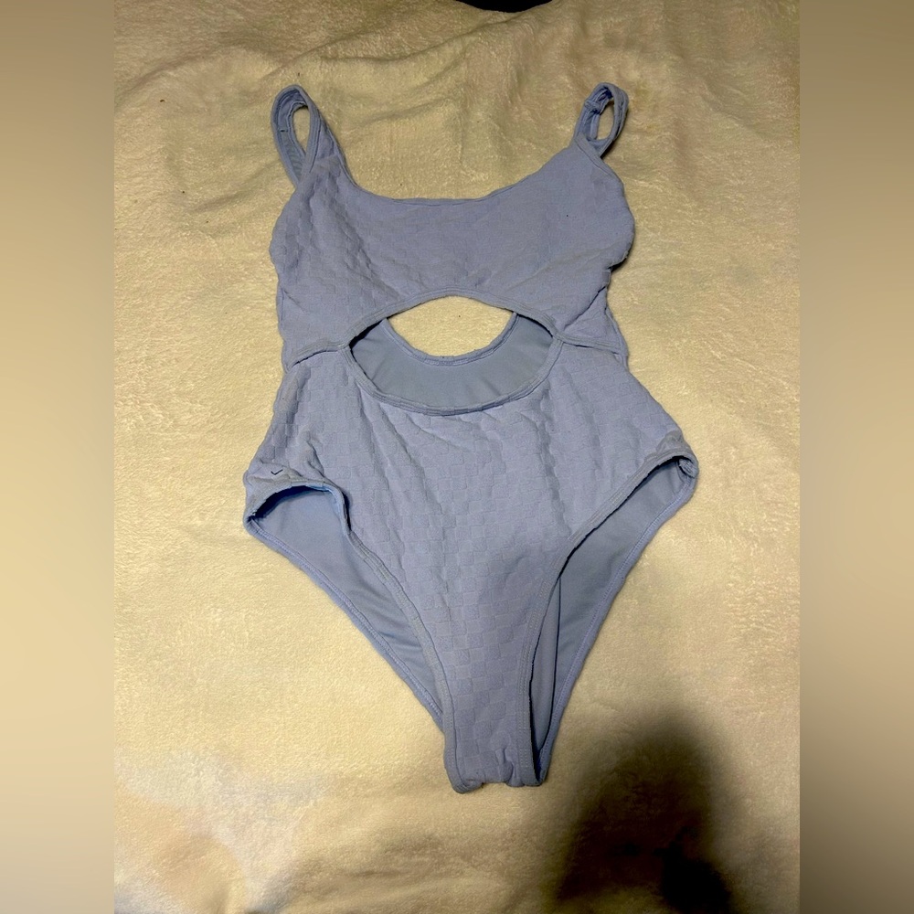 TRENDY SOFT BLUE ONE PIECE BATHING SUIT
